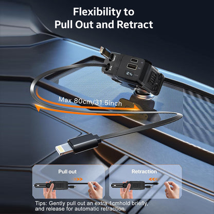 AMPERE 66W Retractable Car Charger - AMPERE_C4