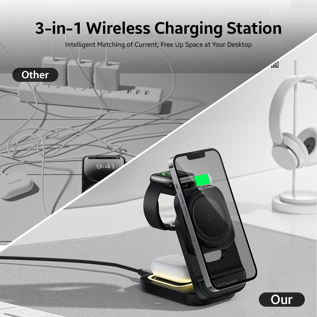 AMPERE 3-in-1 Wireless Charger - WC02