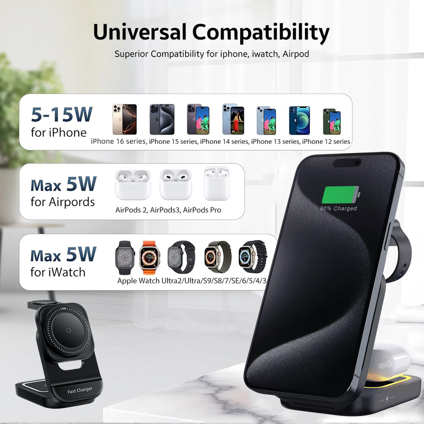 AMPERE 3-in-1 Wireless Charger - WC02