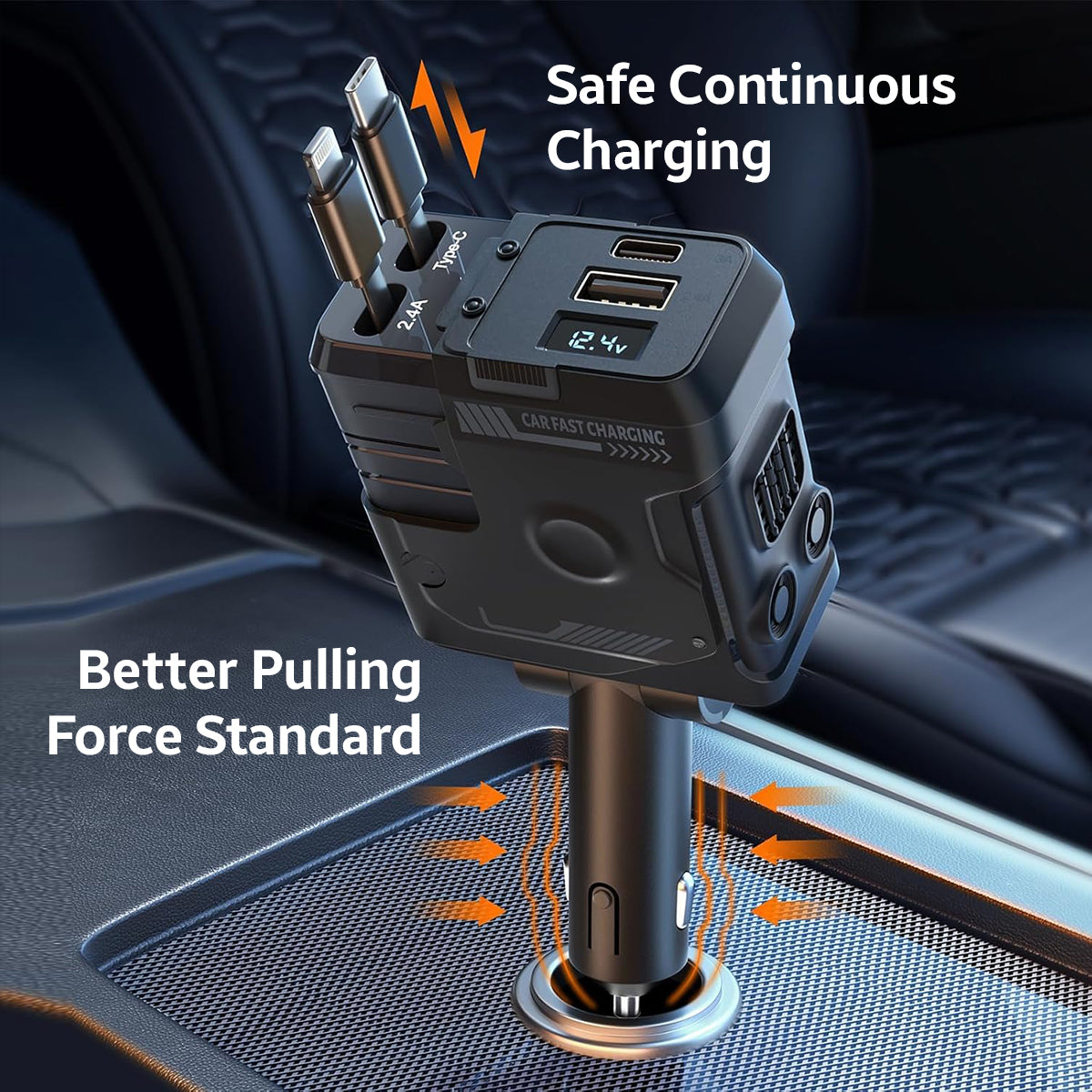 AMPERE 66W Retractable Car Charger - AMPERE_C4