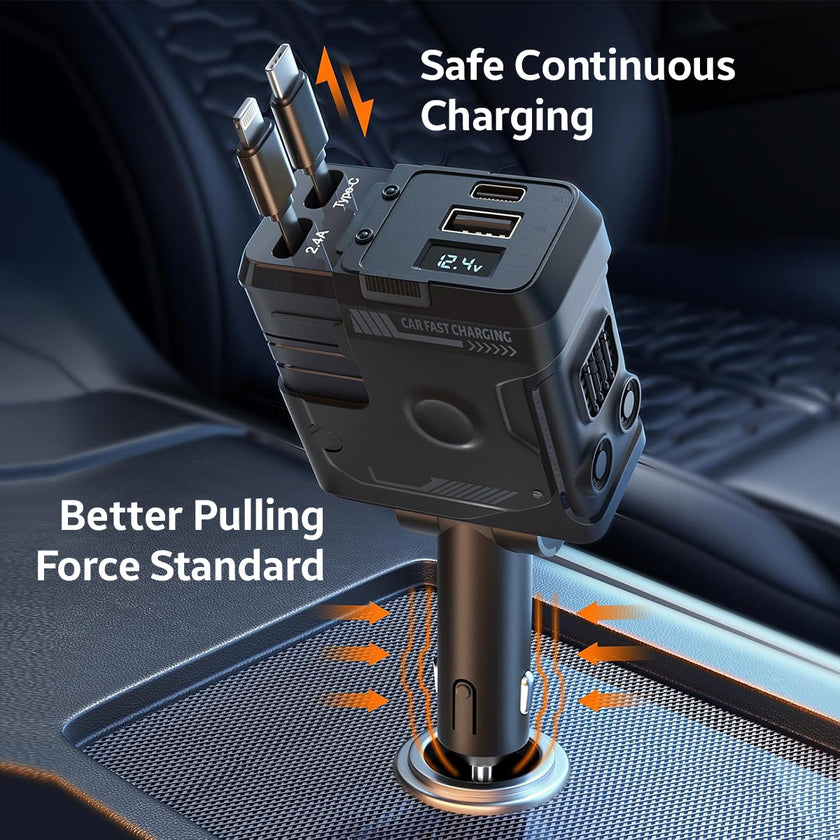 AMPERE 66W Retractable Car Charger - AMPERE_C4