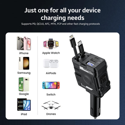 AMPERE 66W Retractable Car Charger - AMPERE_C4