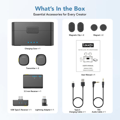 LEKATO – LWM02 – DSLR & Smartphone Wireless Mic