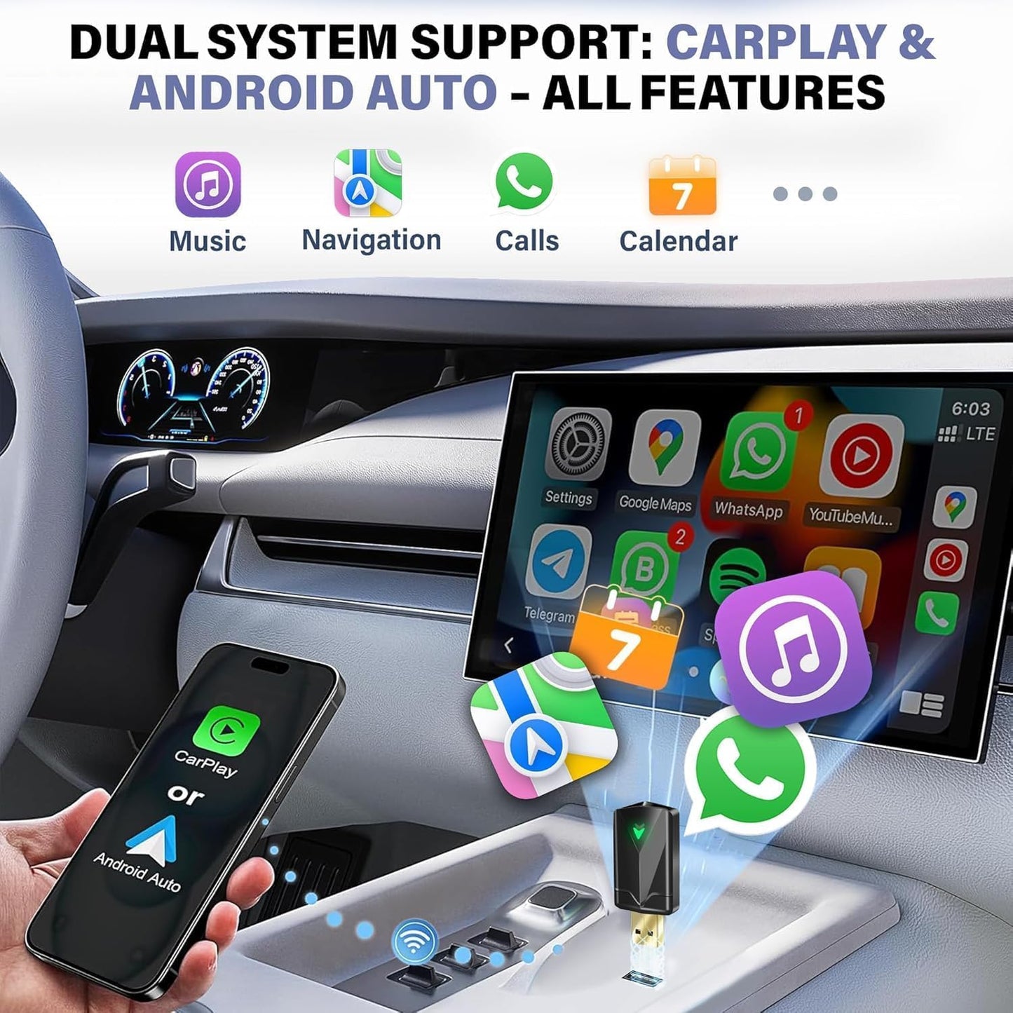 UTECTION Wireless CarPlay & Android Auto Adapter - V2