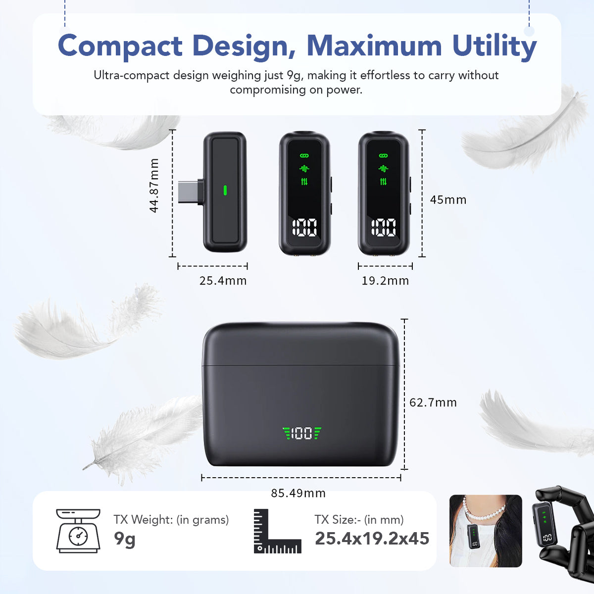 LEKATO - LWM03 - Wireless Mic for iPhone & Android